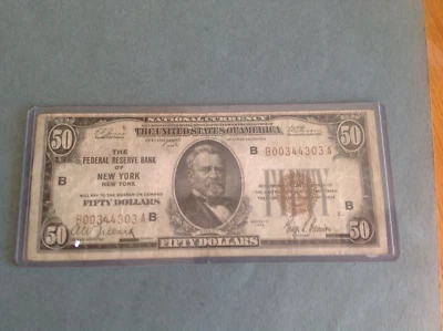 1929 $50.00 National Currency, FRB of New York (hot pink) - Image 1 of 2