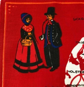  ELLING Arte Popular Rojo Copenhague 3 Dinamarca Impresión a Mano Rojo Profundo Mapa Recuerdo De Colección - Imagen 1 de 7