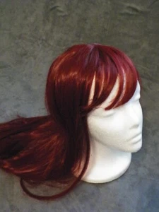 Peluca universal tinto vino recta elegante pelucas de pelo largo completo flequillo lateral 28 pulgadas - Imagen 1 de 10