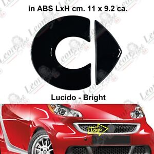 Stemma anteriore per Smart 451 Nero Lucido ABS adesivo emblema badge fregio logo