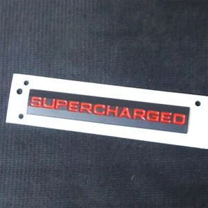 1x SUPERCHARGED Matte Black Red Plastic Badge Emblem Decal Sticker Vehicle SPORT - Picture 1 of 19
