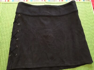 FALDA MUJER DAVID LERNER NEGRA TALLA XS GAMUZA CORBATA CUERDA LATERAL GUC Foto 1 de 4