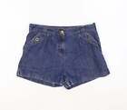 TU Girls Blue Cotton Hot Pants Shorts Size 12 Years Regular Zip