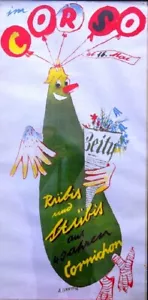 Cornichon Plakat von Alois Carigiet "Essiggurken-Vogel" um 1938 - Bild 1 von 5