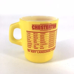 Vintage Mug Chesterton Means The Worlds Finest Anchor Hocking Milk Glass 001 - Picture 1 of 8