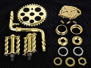 OG LOWRIDER - Twisted CRANK PKG - Lucky 7 Mini Square Twisted Pedal Gold - Picture 1 of 1