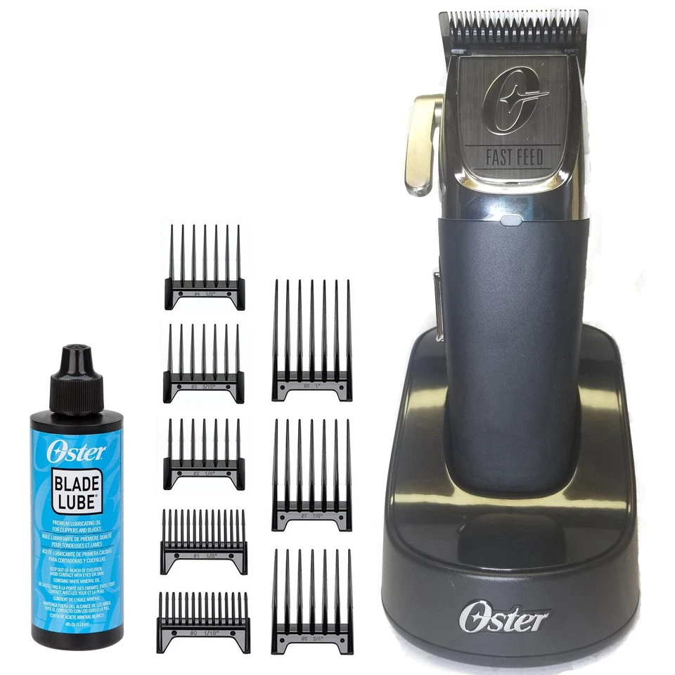 Oster Professional Cordless Fast Feed Hair Clippers 8 Piece Guide Set & Oil 4 oz - Image 1 of 4