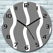 Glass Wall Clock Op-art black white optical illusion Round Home fi 30