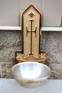 Fuente de agua bendita de bronce macizo antigua con revestimiento de aluminio (CU333) chalice co. - Imagen 1 de 8
