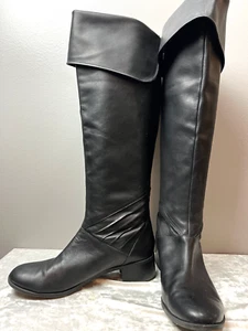 Seychelles Black Boots Over the Knee or Pirate Leather Size 9.5B Back Zip - Picture 1 of 13