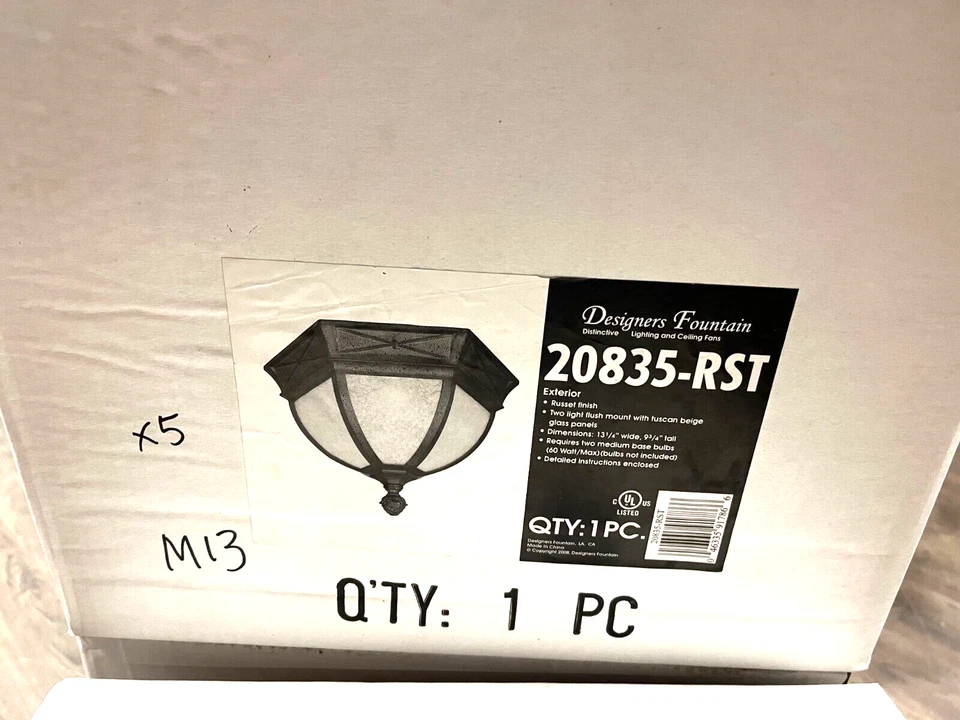 Designers Fountain 20835-RST Glass Exterior Flush Mount Ceiling Light M13 - Image 1 of 4