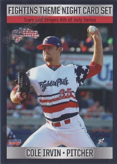2017 Reading Fightins Theme Night Cole Irvin RC Rookie Phillies - Image 1 of 1