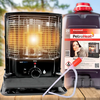 Bluecraft Petroleum-Ofen mit Handpumpe Petroleum 20L liter Camping-Heizung Docht