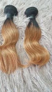 12A BRAZILIAN VIRGIN HUMAN HAIR 2BUNDLE STRAIGHT 12+12 OMBRE 2TONES 200g 1B/30# - Bild 1 von 6