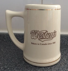 VTG 1982 Westons Advertising Canadian Bakery Mug Cream 22 Karat Gold Decorated - Foto 1 di 6