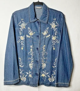 Drapers & Damons Größe M Damen Jeansjacke mit Blumenstickerei und Perlenstickerei blau - Bild 1 von 11