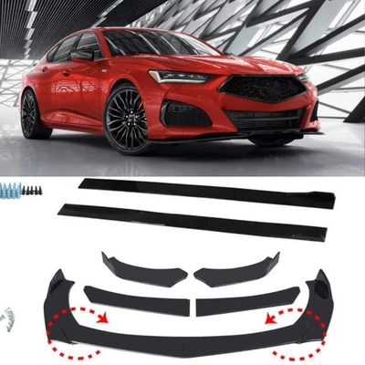 For Acura TLX 2015-2023 Side Skirt 78.7" + Front Bumper Lip Splitter Spoiler US Foto 1 de 4