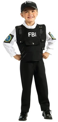 Young Heroes FBI Agent Costume Kids Child Uniform Dress Up Toy Halloween - Image 1 of 2