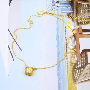 NWOT Kate Spade Cause a stir Gold Opal Glitter Square Pendant Necklace $42 Gold - Picture 1 of 2