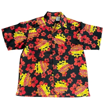 Hawaiian Tropic Novelty Print Hawaiian Shirt Men Size M Short Sleeves Button Up - Image 1 of 4