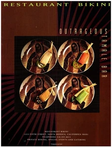 Anuncio impreso, 1993 Restaurante Bikini Santa Mónica Escandaloso Tamal Bar Comedor Años 90 - Imagen 1 de 1