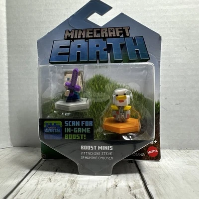 Juego de mini figuras Minecraft Earth Attacking Steve & Spawning Chicken Boost Foto 1 de 4