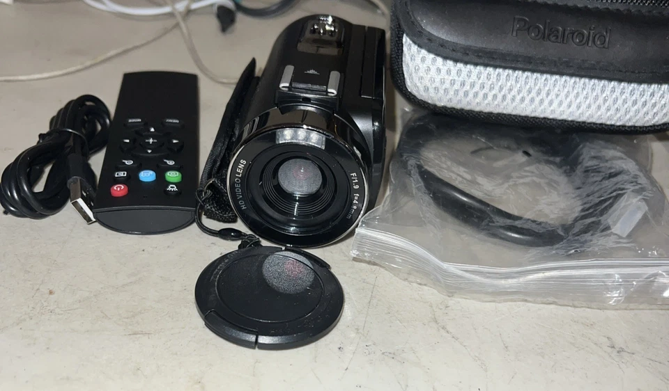 Polaroid 4K WiFi Digital Camcorder Black w/ Case, Charging Cable expired battery - Image 1 of 4