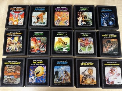 Atari 2600 Classic Game Cartridges Lot of 15 - Asteroids - Pac-Man - Defender + - Image 1 of 4