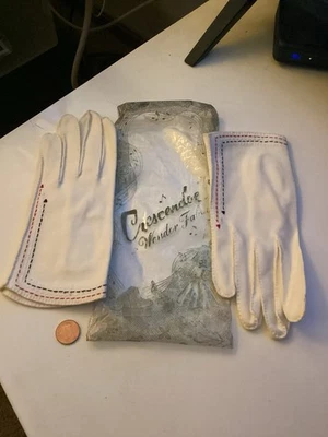 Guantes blancos de tela Crescendo Wonder de colección para mujer talla 7 puntada roja, blanca y azul NOS Foto 1 de 3