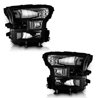 Pair Headlights For 2015 2016 2017 Ford F150 Black Housing Clear Corner Headlamp Foto 1 de 4