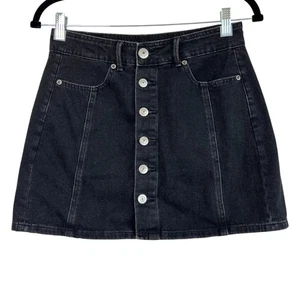 Gonna donna American Eagle denim con bottoni davanti vita alta A-Line taglia S Y2K preppy - Foto 1 di 5