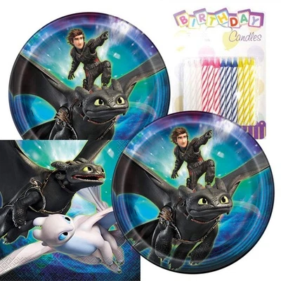 Paquete de fiesta temática Cómo entrenar a tu dragón - Incluye platos de papel y almuerzo Na Foto 1 de 4