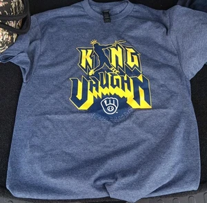 2025 Andrew Vaughn MILWAUKEE BREWERS KING T SHIRT SGA GIVEAWAY SZ XLARGE - Picture 1 of 1