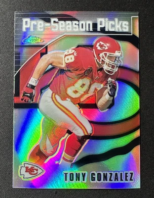 2000 Chrome Pre-Season Picks Refractor Tony Gonzalez Elvis Grbac James Hasty HOF - Image 1 of 2