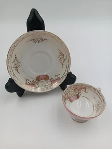 Royal Sealy China  Cup Saucer Set Pink Occupied Japan GOLD TRIM - Picture 1 of 8
