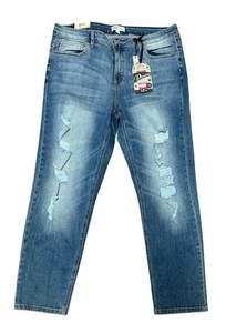 Pantalones de mezclilla para violonchelo talla 16 ajustados novio desgastados rectos nuevos con etiquetas - Imagen 1 de 5