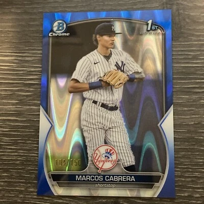 Marcos Cabrera 2023 Bowman Chrome Blue Raywave Refractor /150 #BCP-46 New York - Image 1 of 2