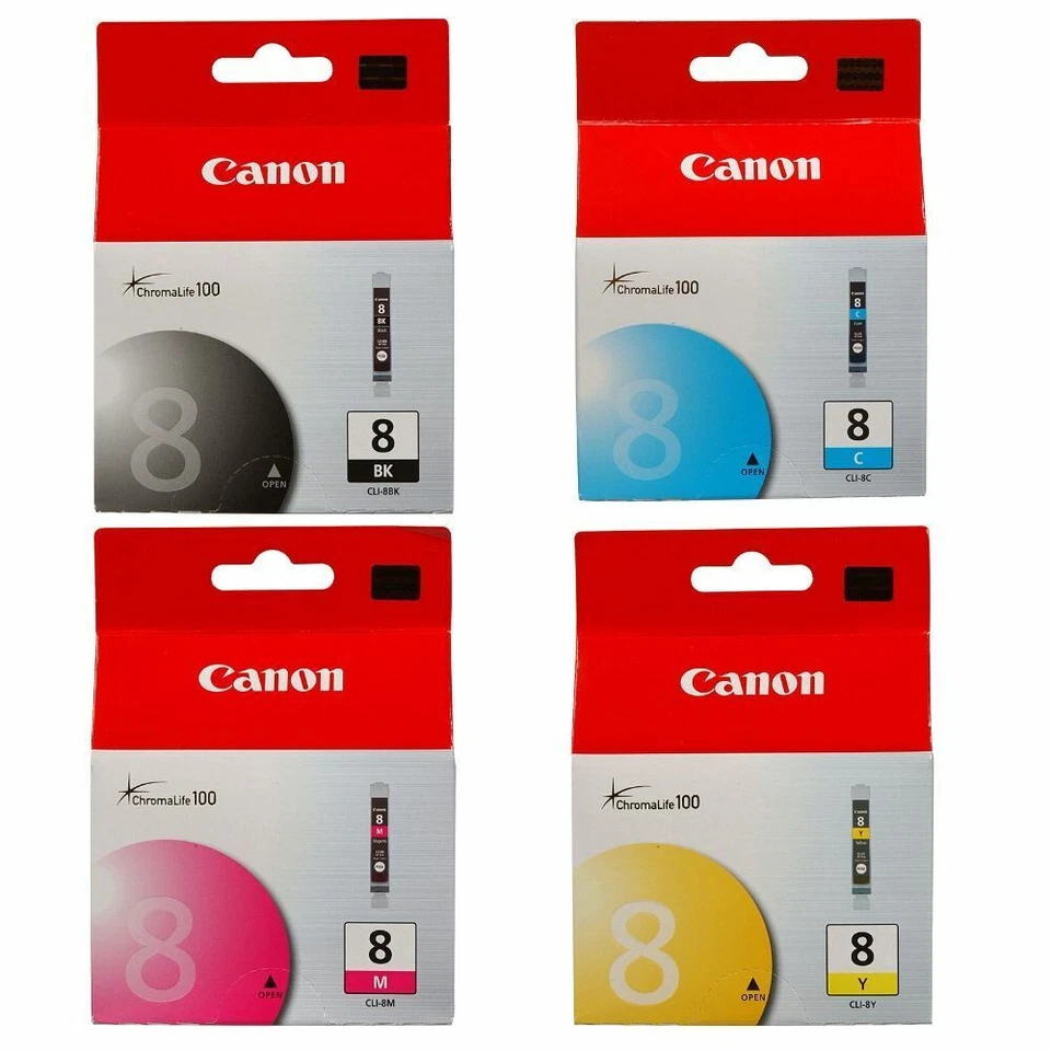 4 Original Canon CLI-8 Ink Cartridges Set Pixma iP5300 iP7600 iP6600D iP6700D - Image 1 of 1