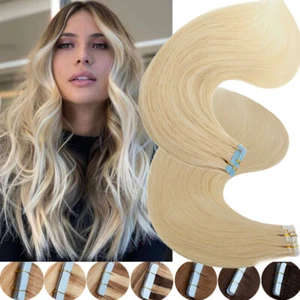 Cinta invisible en extensiones de cabello humano Remy piel sin costuras trama rubia ombre EE. UU. - Imagen 1 de 35