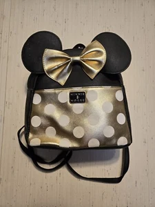 Disney Minnie Mouse Purse Backpack Black and Gold with Ears & Bow - Picture 1 of 7