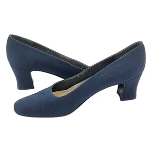 Stuart Weitzman Vintage Blue Suede Square Toe Heel Pumps Size 9AA - Picture 1 of 11