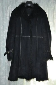 MANGO MNG winter coat  faux fur lined , suede style in  Black s L  - Picture 1 of 8