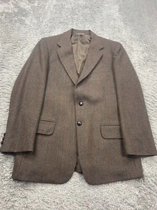 Kuppenheimer Blazer Men 42R Brown Striped Peruvian Alpaca Tweed Wool Sports Coat - Picture 1 of 14
