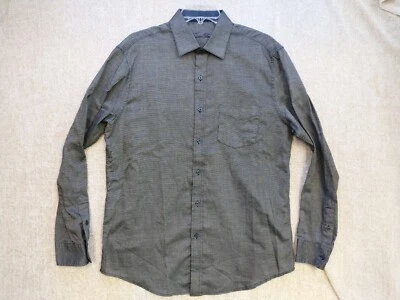 Camisa de vestir Tasso Elba para hombre talla M 15-15 1/2 gris oscuro mezcla de algodón abotonada Foto 1 de 4
