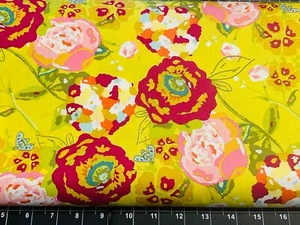 Tina Scrap 9"x21" Flower Petals Large Garden Spring Yellow Floral Cotton Fabric - Picture 1 of 2