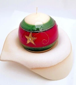 Set - Schale"Crem" und Kerze weihnachlich - Handarbeit - Hejo Design - Bild 1 von 3