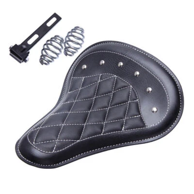 Motorcycle 3" Spring Solo Bracket Seat For Harley Dyna Wide Glide Chopper Bobber - Image 1 of 4