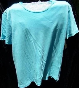 NEW TALBOTS PETITES SZ P 100% COTTON TURQUOISE SHORTSLEEVE TOP RTL $20 TJ179 - Picture 1 of 1