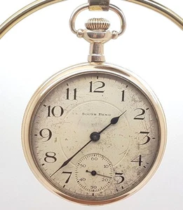 South Bend Size 16 Pocket Watch Cal 219 Made in 1919 19 Jewels Metal Dial 14A - Picture 1 of 12