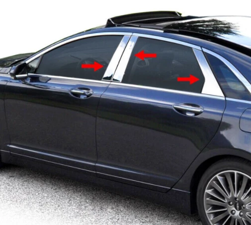 For 2013-2020 Lincoln MKZ 6PC Stainless Steel Chrome Pillar Post Trim - Image 1 of 1
